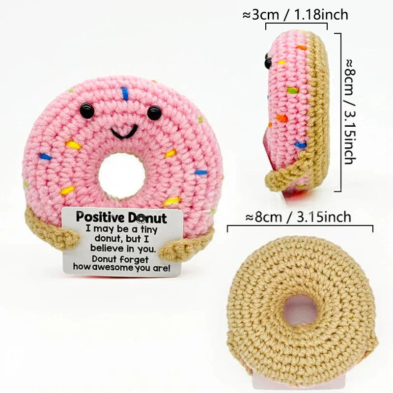 Positive Energy Crochet Doll Pocket Hug Handmade Knitted Plush Potato Plant Avocado Bee Turtle Duck Funny Emotional Support Gift