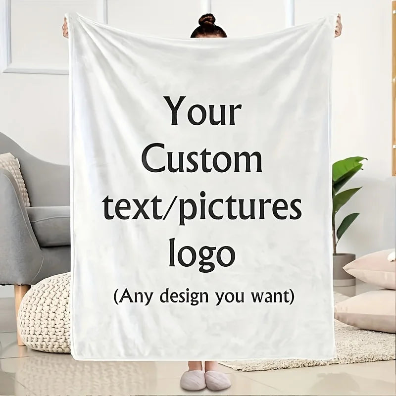 1 Piece of Custom DIY Personalized Photo Blanket for Your Loved One, Flannel Blanket Product - Custom Warm Photos, Soft and Warm, Suitable for Sofa, Bed, Office, Car and Outdoor Travel - All-Season Gift for Men and Women