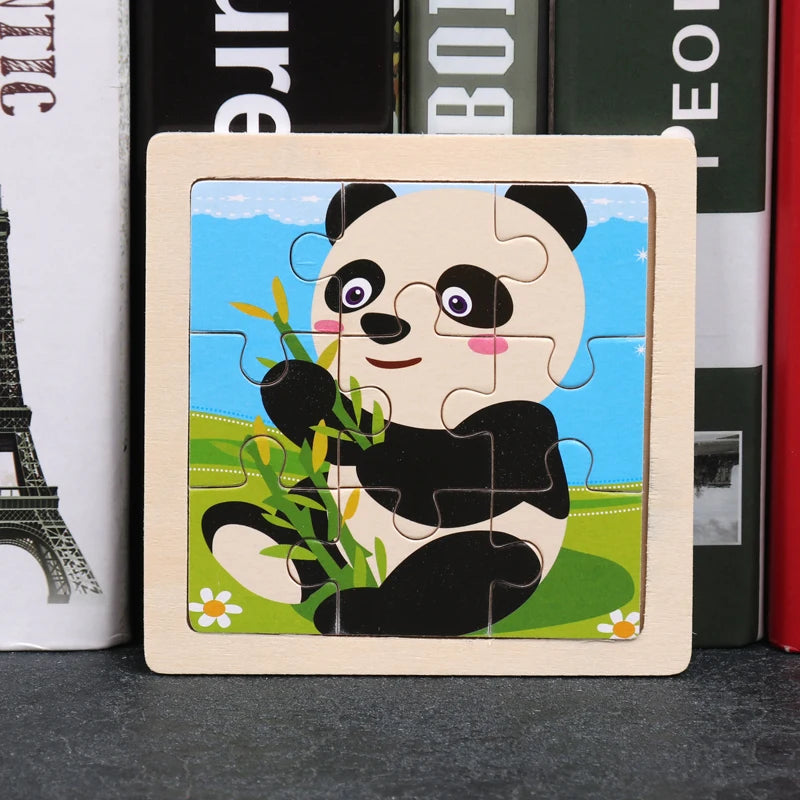 Hot Sale 11X11CM Kids Wooden Puzzle Baby Cartoon Animal Traffic Tangram Wood Puzzle Educational Jigsaw Toys For Children Gifts