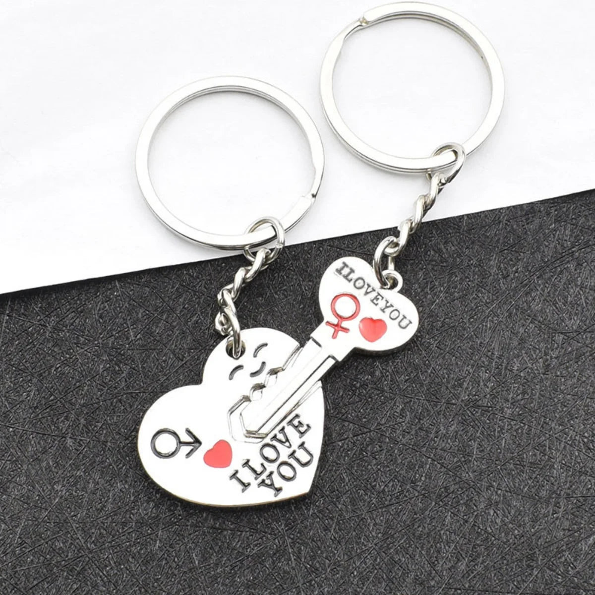Silver Plated Lovers Gift Wedding Favors Couple My Heart Keychain Fashion Keyring Key Fob Creative Key Chain