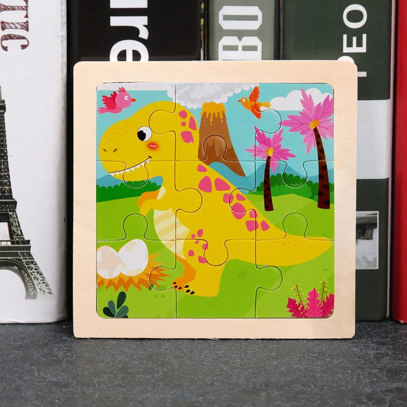 Hot Sale 11X11CM Kids Wooden Puzzle Baby Cartoon Animal Traffic Tangram Wood Puzzle Educational Jigsaw Toys For Children Gifts