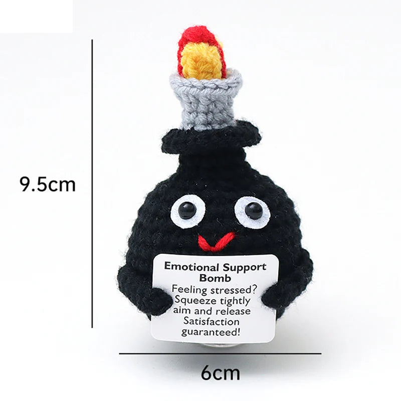 Positive Energy Crochet Doll Pocket Hug Handmade Knitted Plush Potato Plant Avocado Bee Turtle Duck Funny Emotional Support Gift