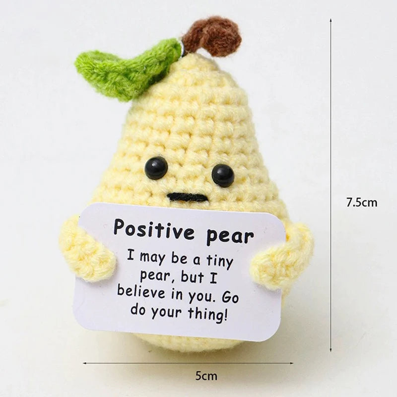 Positive Energy Crochet Doll Pocket Hug Handmade Knitted Plush Potato Plant Avocado Bee Turtle Duck Funny Emotional Support Gift