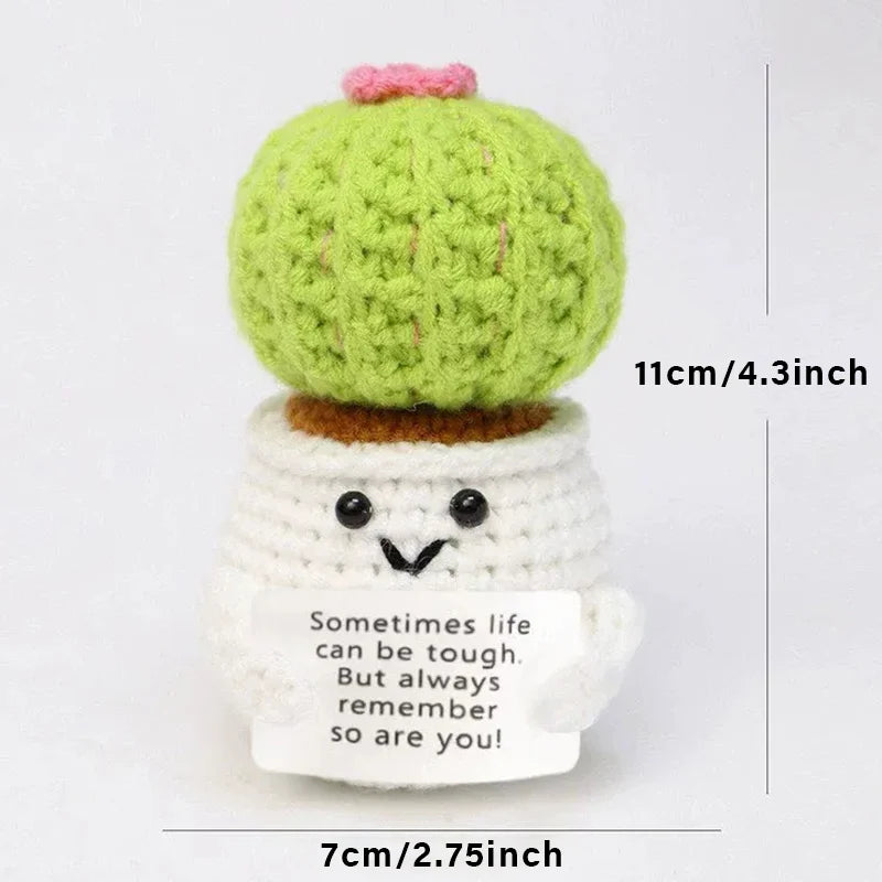 Positive Energy Crochet Doll Pocket Hug Handmade Knitted Plush Potato Plant Avocado Bee Turtle Duck Funny Emotional Support Gift