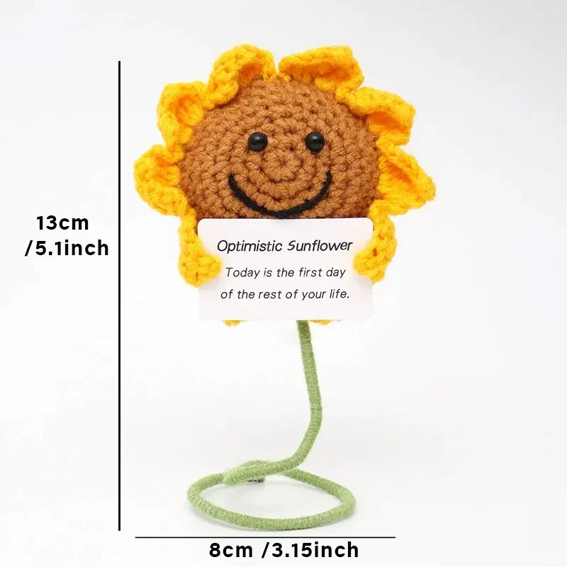 Positive Energy Crochet Doll Pocket Hug Handmade Knitted Plush Potato Plant Avocado Bee Turtle Duck Funny Emotional Support Gift