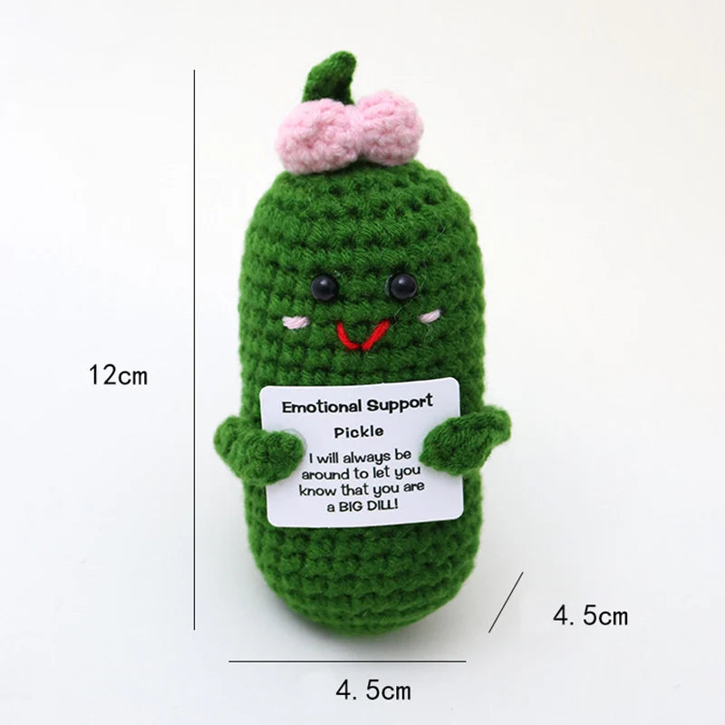 Positive Energy Crochet Doll Pocket Hug Handmade Knitted Plush Potato Plant Avocado Bee Turtle Duck Funny Emotional Support Gift