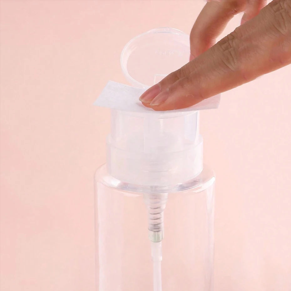 200ML Empty Pump Liquid Alcohol Press Nail Polish Remover Cleaner Bottle Nail Refillable Bottle Dispenser Manicure Container
