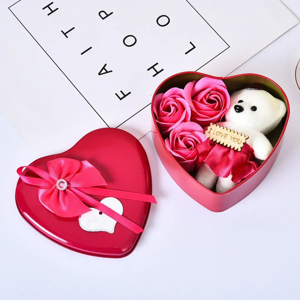 Bear Soap Rose Gift Box Valentines Day Flower Love Box Bears Bouquet Wedding Birthday Home Party Decoration