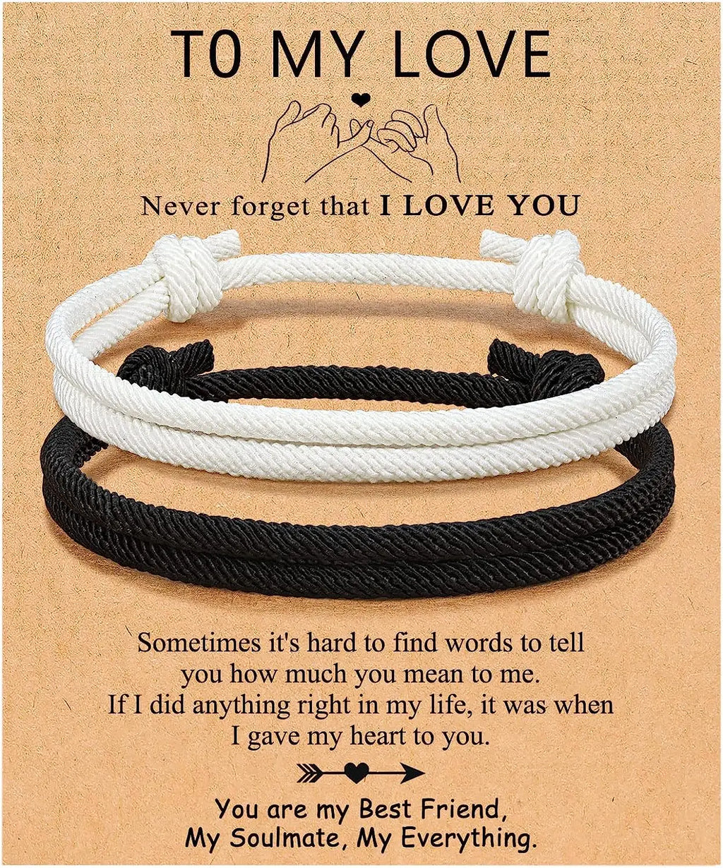 Couples Bracelets To My Men, Boyfriend, Girlfriend, My Love - Anniversary Valentines Day Birthday Christmas Gift for Him and Her