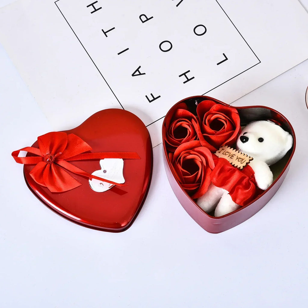 Bear Soap Rose Gift Box Valentines Day Flower Love Box Bears Bouquet Wedding Birthday Home Party Decoration