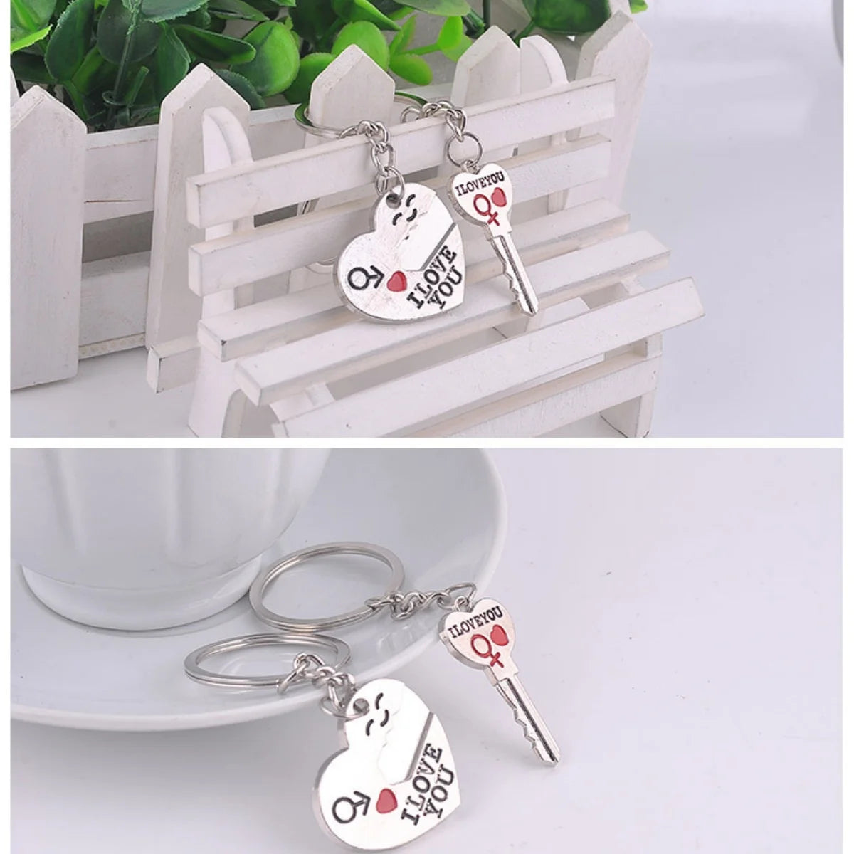 Silver Plated Lovers Gift Wedding Favors Couple My Heart Keychain Fashion Keyring Key Fob Creative Key Chain