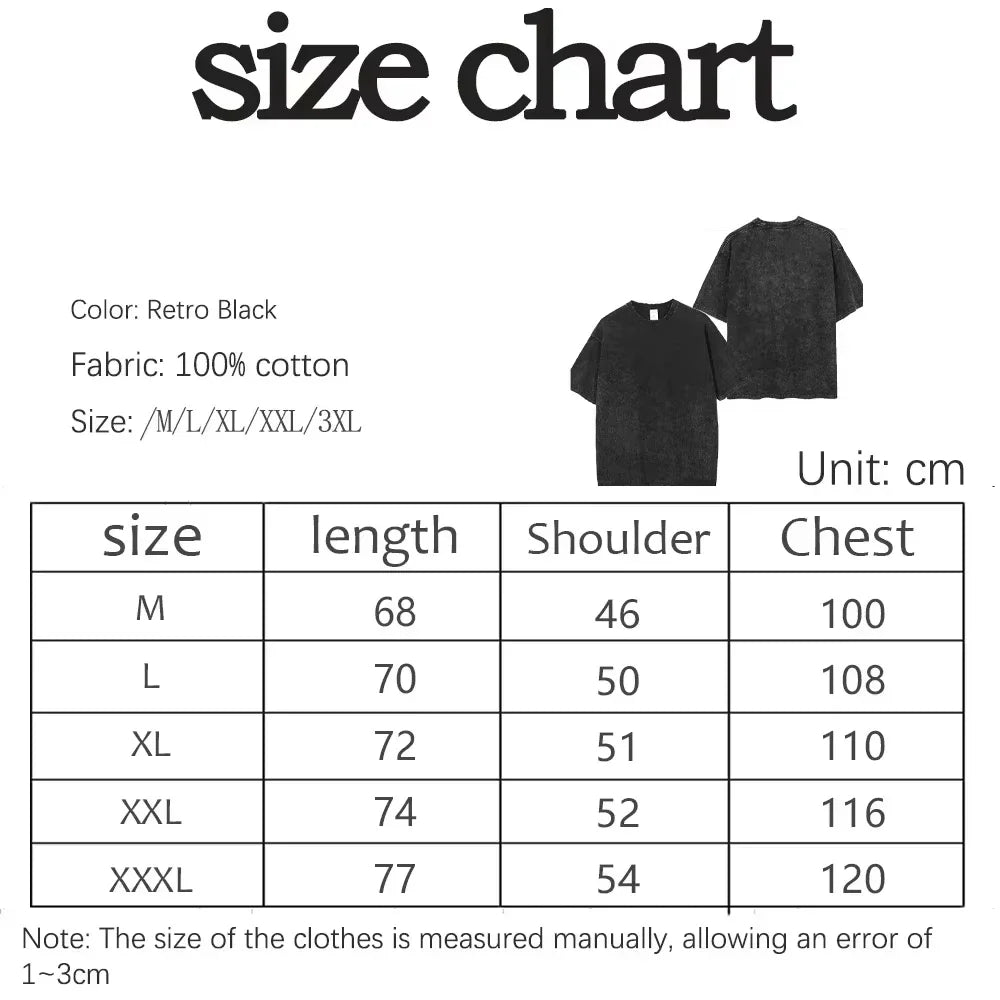 Unisex Oversized Anime Washed T-shirt Men One Piece Streetwear Women Short Sleeved Graphic Tee Summer Harajuku Casual Top HipHop