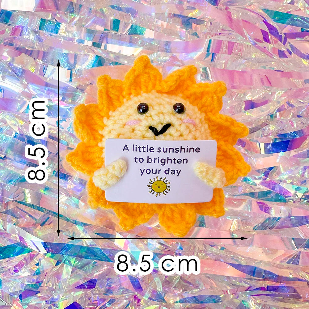 Positive Energy Crochet Doll Pocket Hug Handmade Knitted Plush Potato Plant Avocado Bee Turtle Duck Funny Emotional Support Gift