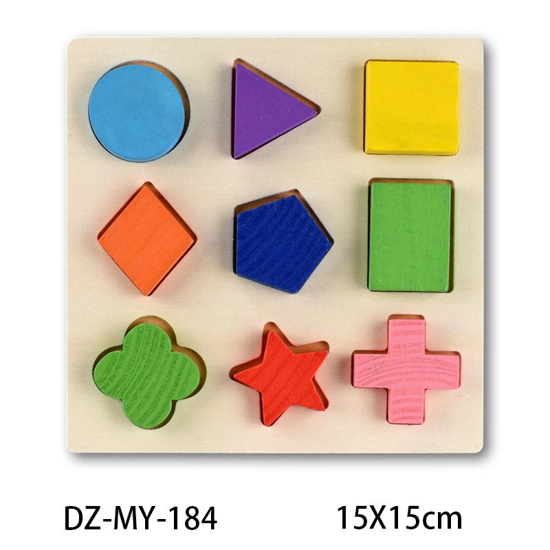 Wooden Geometric Shapes Montessori Puzzle Sorting Math Bricks Preschool Learning Educational Game Baby Toddler Toys for Children