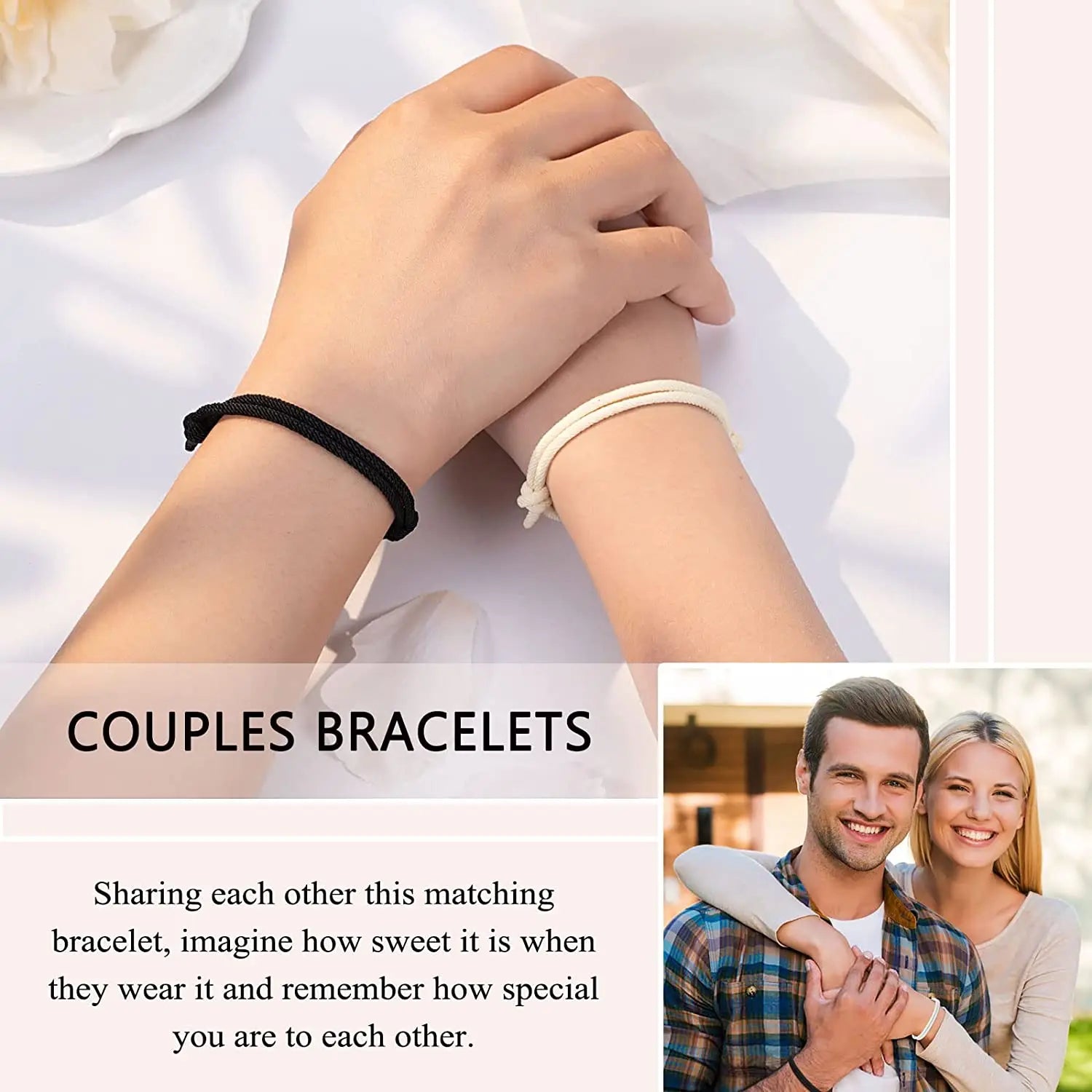 Couples Bracelets To My Men, Boyfriend, Girlfriend, My Love - Anniversary Valentines Day Birthday Christmas Gift for Him and Her