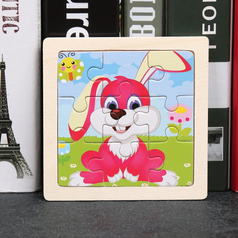 Hot Sale 11X11CM Kids Wooden Puzzle Baby Cartoon Animal Traffic Tangram Wood Puzzle Educational Jigsaw Toys For Children Gifts