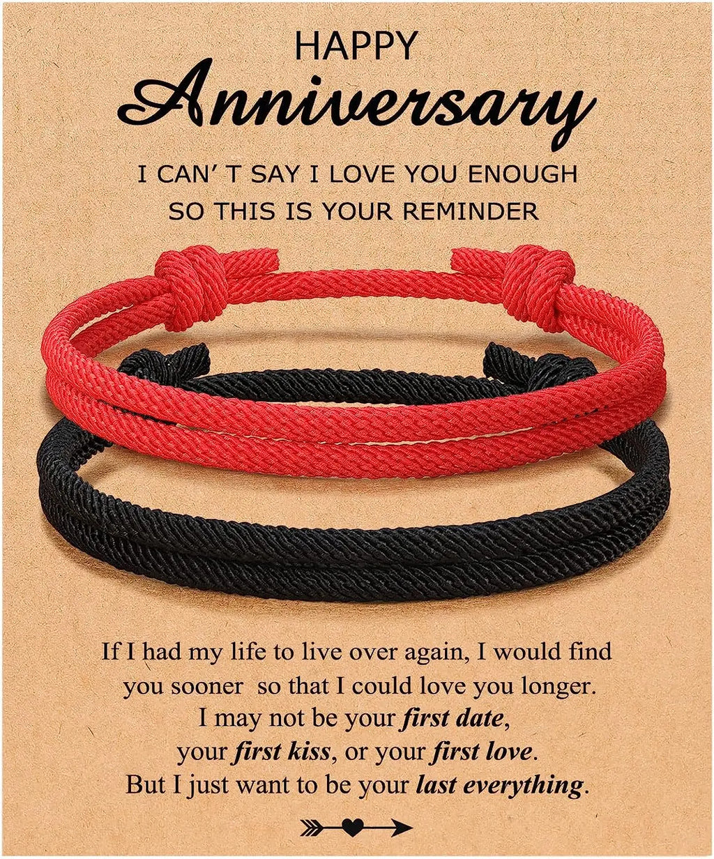 Couples Bracelets To My Men, Boyfriend, Girlfriend, My Love - Anniversary Valentines Day Birthday Christmas Gift for Him and Her