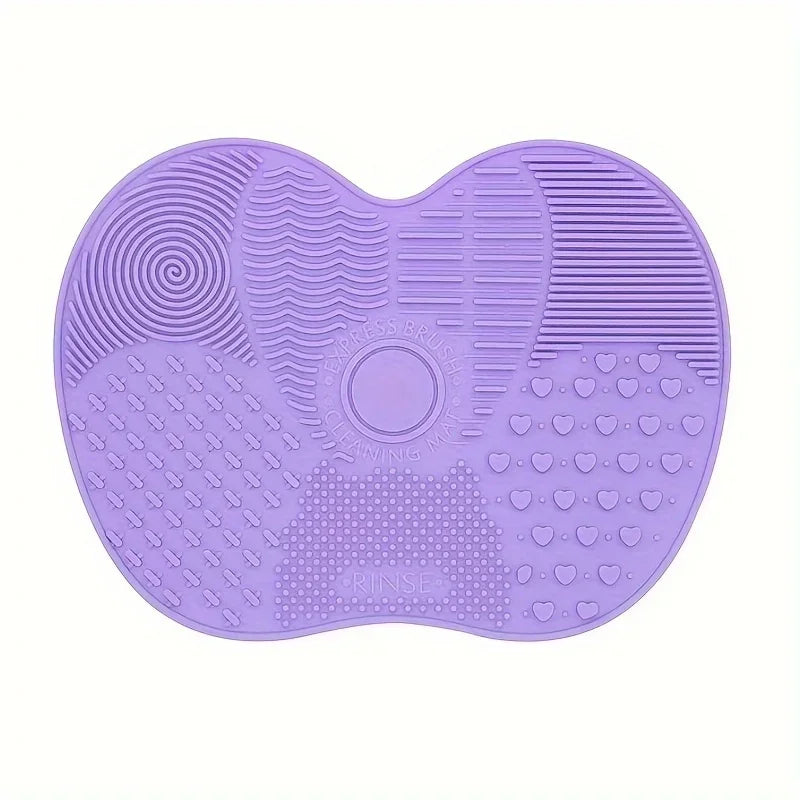 Reusable, Apple-Shaped Brush SiliconeScrubbing Pad with Suction Cup Secure Hold, Beauty Tool for Gentle Makeup Brush Cleaning