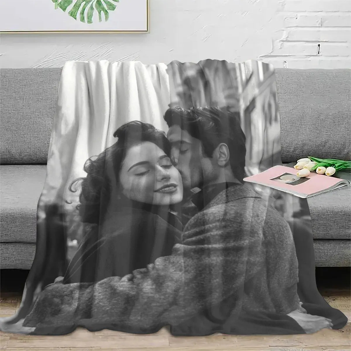 1 Piece of Custom DIY Personalized Photo Blanket for Your Loved One, Flannel Blanket Product - Custom Warm Photos, Soft and Warm, Suitable for Sofa, Bed, Office, Car and Outdoor Travel - All-Season Gift for Men and Women