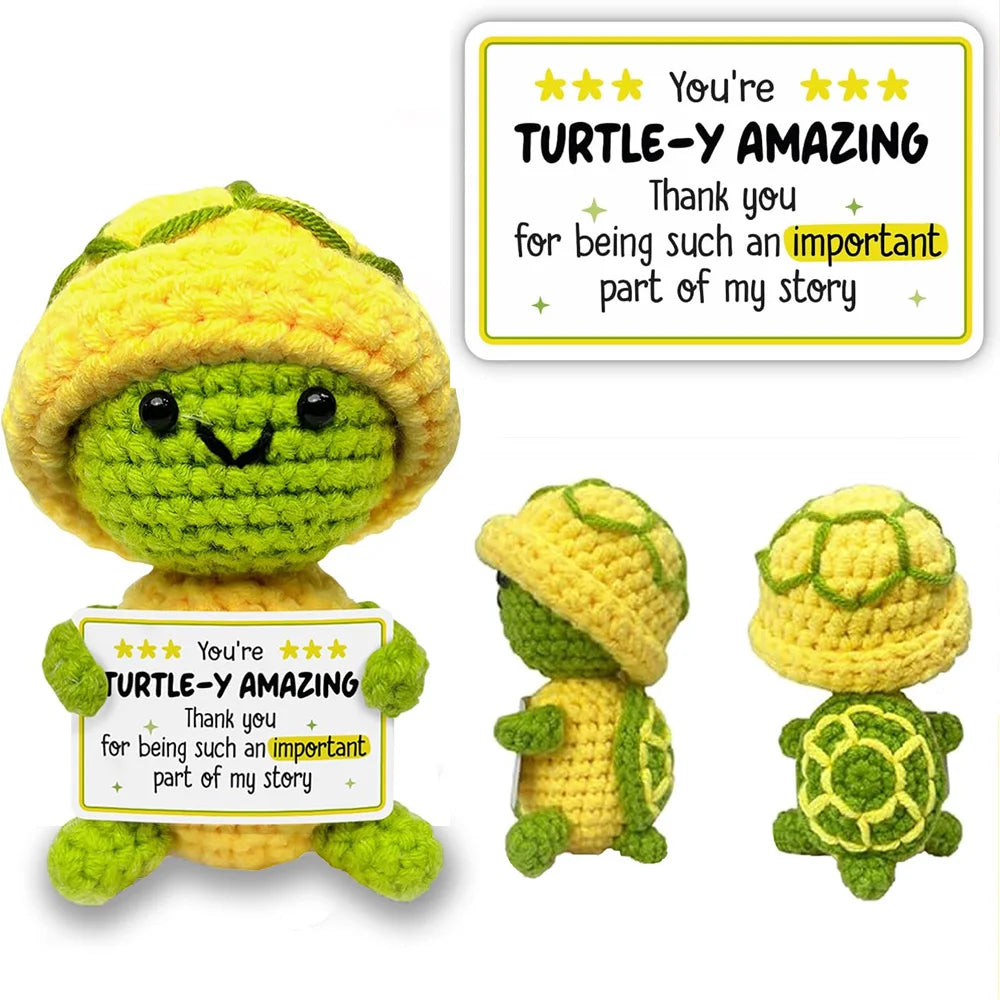 Positive Energy Crochet Doll Pocket Hug Handmade Knitted Plush Potato Plant Avocado Bee Turtle Duck Funny Emotional Support Gift