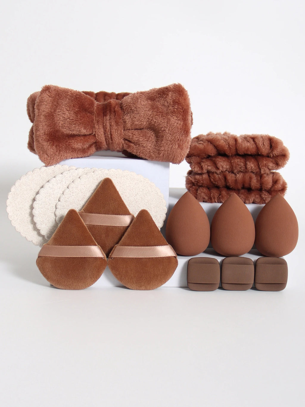 15Pcs Cosmetic Puff Makeup Sponge Blender Beauty Egg Foundation Sponges Puff Wash Face Headband Wristband Make up Accessories