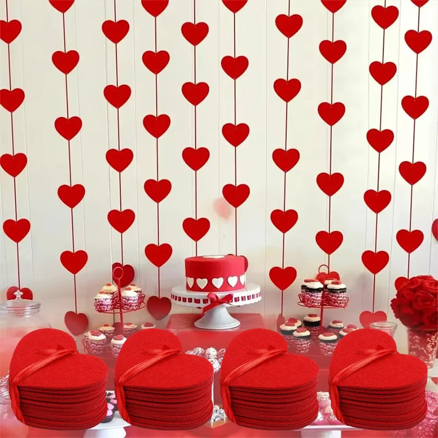 1-8Pack 3M Red Hearts Garland DIY Valentines Day Hanging String Garland Day Wedding Anniversary Proposal Party Decorations