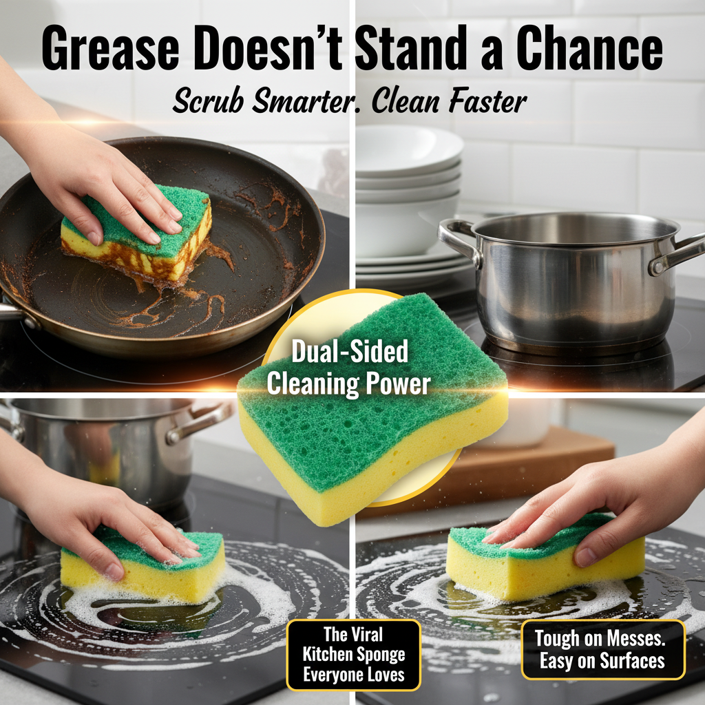Highly absorbent double-sided sponge magic cleaning pot rust sponge cleaning brush kitchen cleaning tool