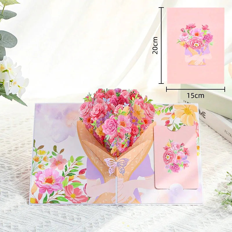 3D Pop Up Flower Greeting Cards Wedding Card Anniversary Thanksgiving Valentines Day Birthday Gift Thank You Card Handmade Cards