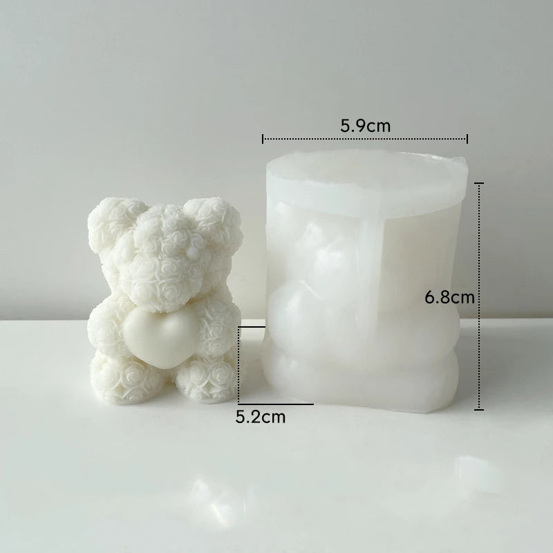 3D Bear Hug Love Silicone Candle Mold Diy Cute Bear Pet Candle Making Supplies Handmade Soap Plaster Resin Mold Home Decor Gift