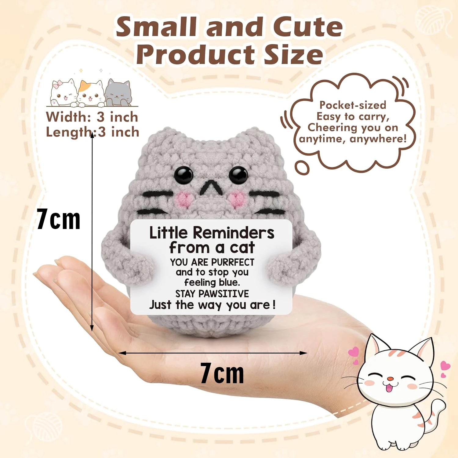 Positive Energy Crochet Doll Pocket Hug Handmade Knitted Plush Potato Plant Avocado Bee Turtle Duck Funny Emotional Support Gift