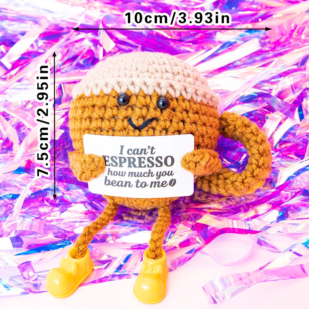 Positive Energy Crochet Doll Pocket Hug Handmade Knitted Plush Potato Plant Avocado Bee Turtle Duck Funny Emotional Support Gift