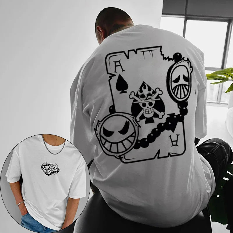 ONE PIECE Men's T-Shirt Ace Japan Anime Summer Loose Casual Pure Cotton Y2k Harajuku Boy Children's Parent-Child Short Sleeve