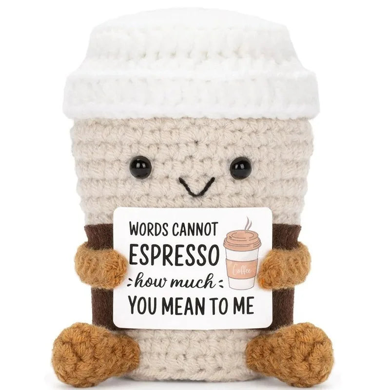 Positive Energy Crochet Doll Pocket Hug Handmade Knitted Plush Potato Plant Avocado Bee Turtle Duck Funny Emotional Support Gift