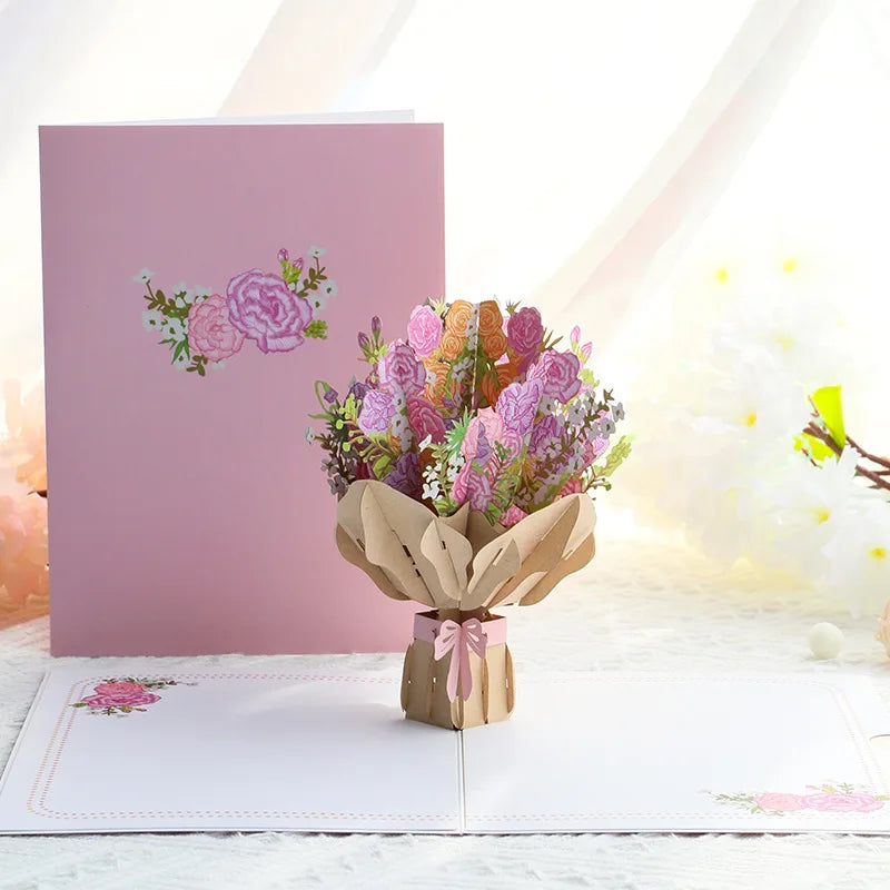 3D Pop Up Flower Greeting Cards Wedding Card Anniversary Thanksgiving Valentines Day Birthday Gift Thank You Card Handmade Cards