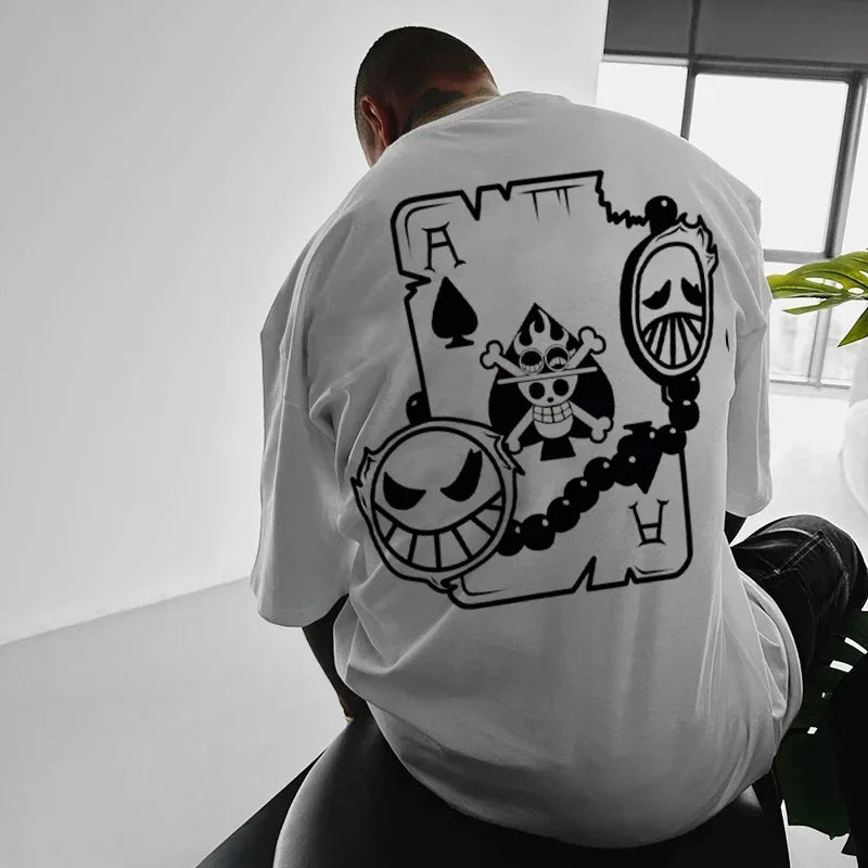 ONE PIECE Men's T-Shirt Ace Japan Anime Summer Loose Casual Pure Cotton Y2k Harajuku Boy Children's Parent-Child Short Sleeve