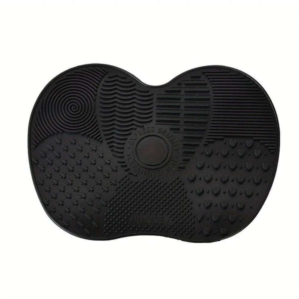 Reusable, Apple-Shaped Brush SiliconeScrubbing Pad with Suction Cup Secure Hold, Beauty Tool for Gentle Makeup Brush Cleaning