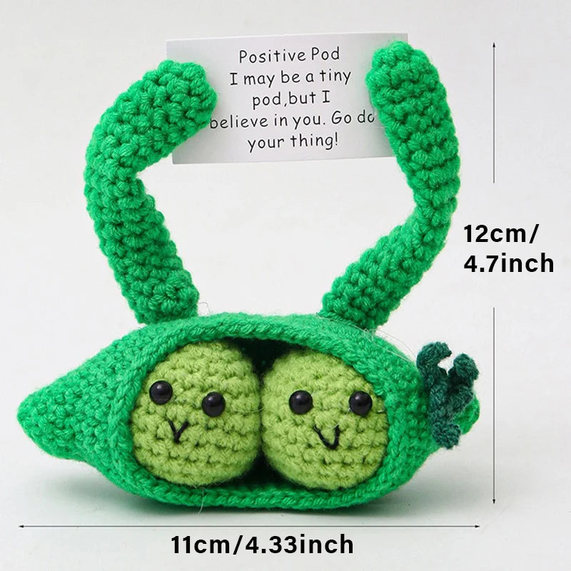 Positive Energy Crochet Doll Pocket Hug Handmade Knitted Plush Potato Plant Avocado Bee Turtle Duck Funny Emotional Support Gift