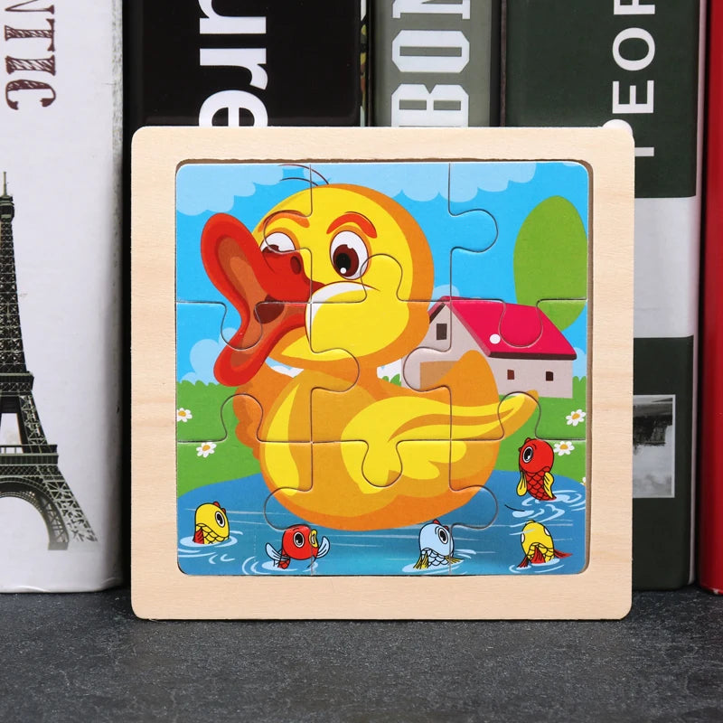 Hot Sale 11X11CM Kids Wooden Puzzle Baby Cartoon Animal Traffic Tangram Wood Puzzle Educational Jigsaw Toys For Children Gifts
