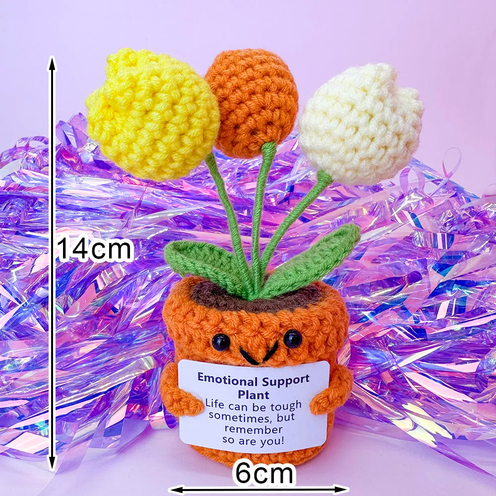 Positive Energy Crochet Doll Pocket Hug Handmade Knitted Plush Potato Plant Avocado Bee Turtle Duck Funny Emotional Support Gift