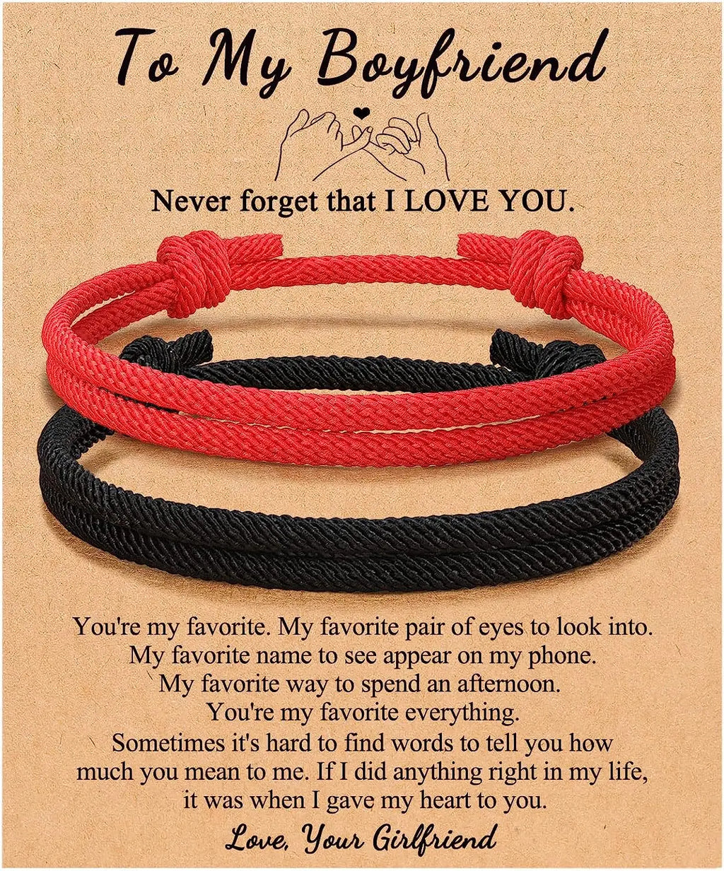 Couples Bracelets To My Men, Boyfriend, Girlfriend, My Love - Anniversary Valentines Day Birthday Christmas Gift for Him and Her