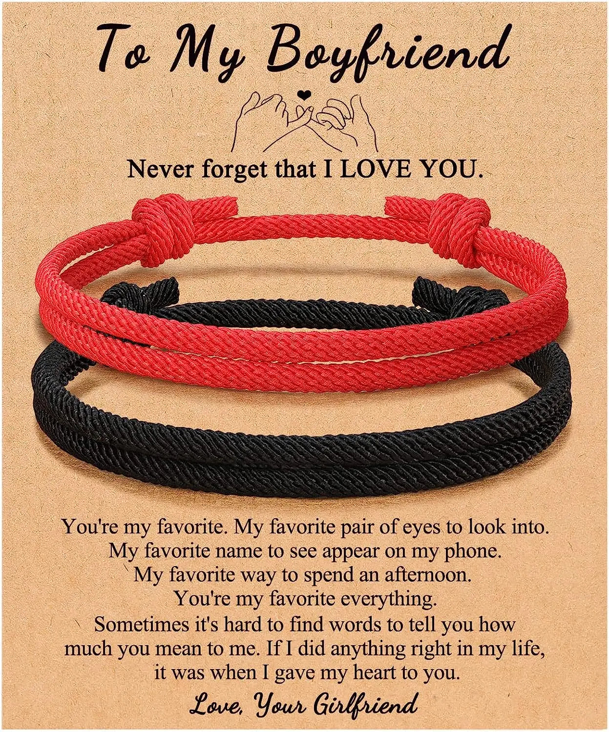Couples Bracelets To My Men, Boyfriend, Girlfriend, My Love - Anniversary Valentines Day Birthday Christmas Gift for Him and Her