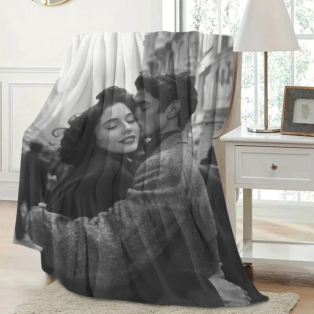 1 Piece of Custom DIY Personalized Photo Blanket for Your Loved One, Flannel Blanket Product - Custom Warm Photos, Soft and Warm, Suitable for Sofa, Bed, Office, Car and Outdoor Travel - All-Season Gift for Men and Women