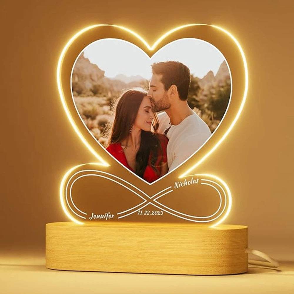 Personalized Valentine's Day gifts for boyfriend Customized gift Acrylic Picture Frame With LED Light Anniversary Romantic Gifts