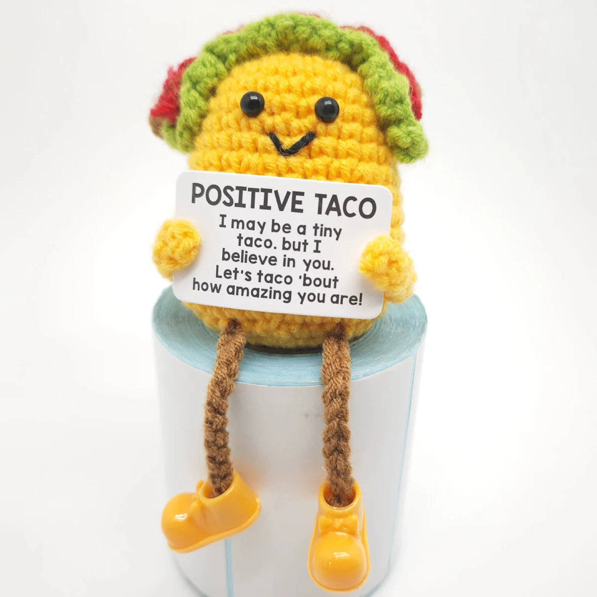 Positive Energy Crochet Doll Pocket Hug Handmade Knitted Plush Potato Plant Avocado Bee Turtle Duck Funny Emotional Support Gift