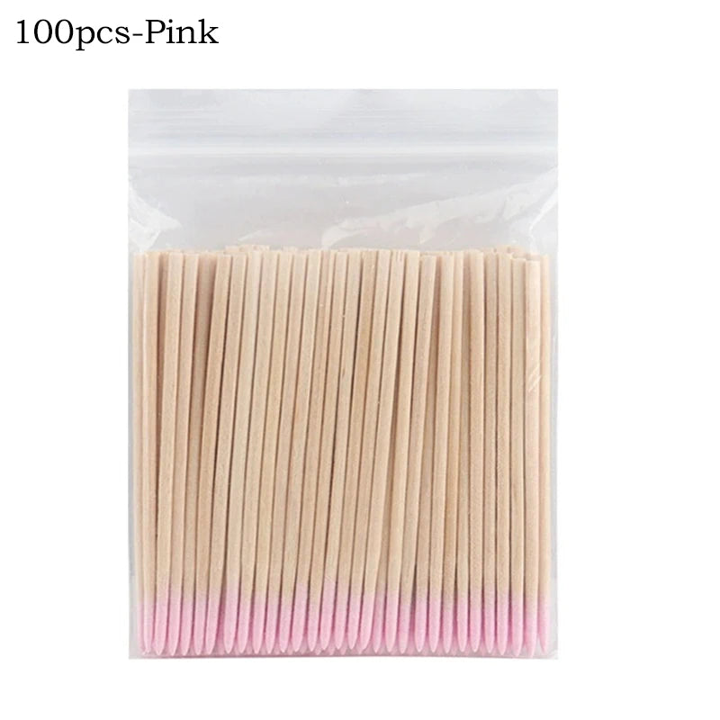 100/300/500Pcs Disposable Wood Cotton Swab Double Head Lipstick Ear Swabs Eyelash Cleaning Cotton Buds Manicure Beauty Supplies
