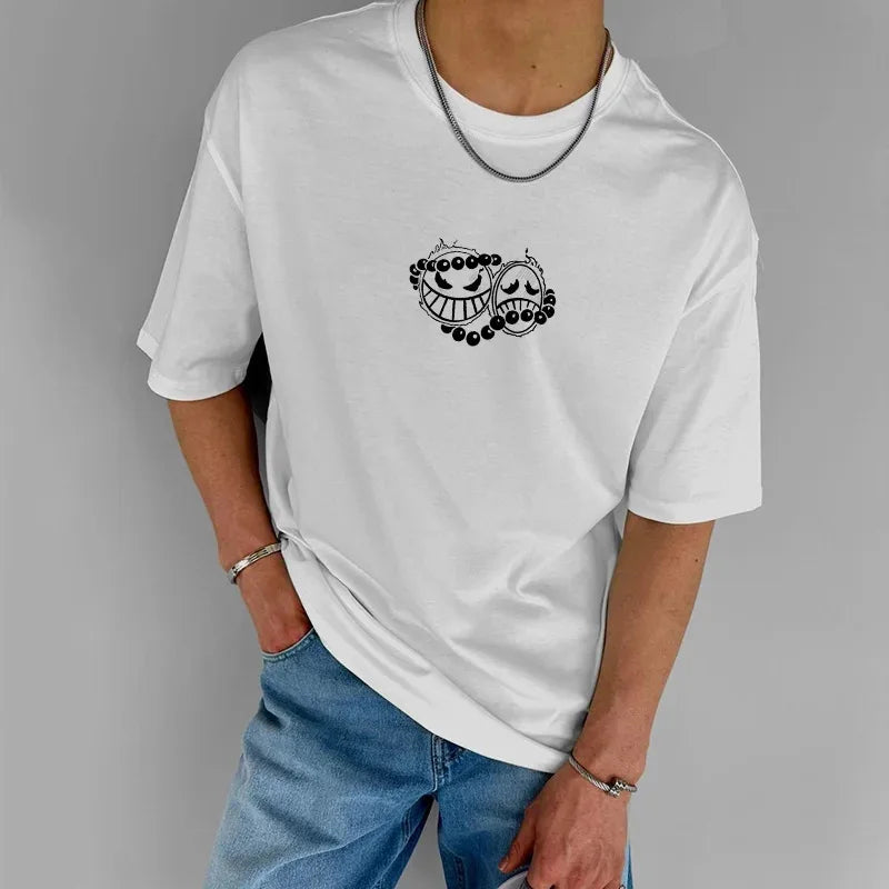 ONE PIECE Men's T-Shirt Ace Japan Anime Summer Loose Casual Pure Cotton Y2k Harajuku Boy Children's Parent-Child Short Sleeve