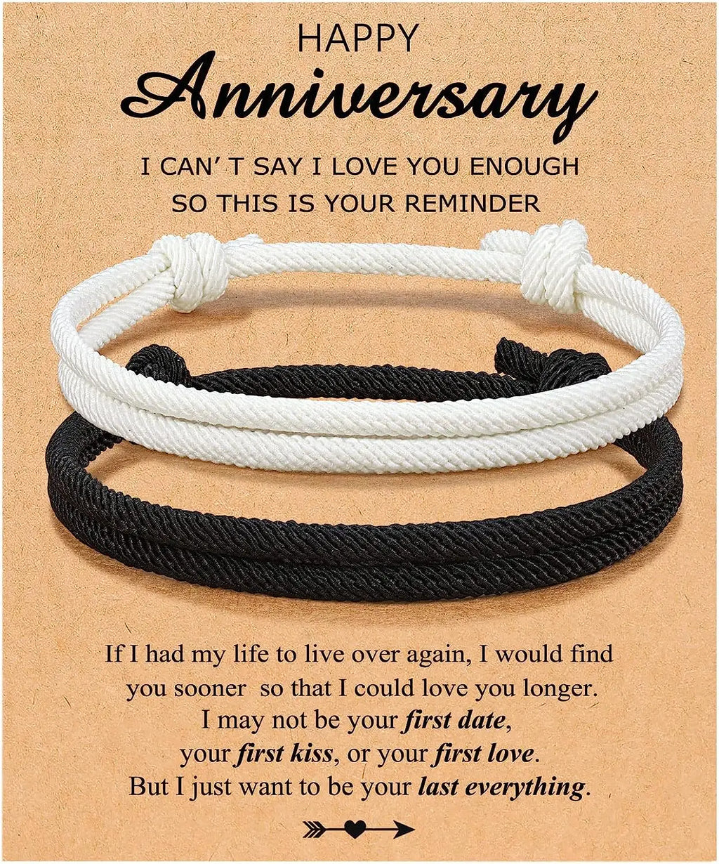 Couples Bracelets To My Men, Boyfriend, Girlfriend, My Love - Anniversary Valentines Day Birthday Christmas Gift for Him and Her