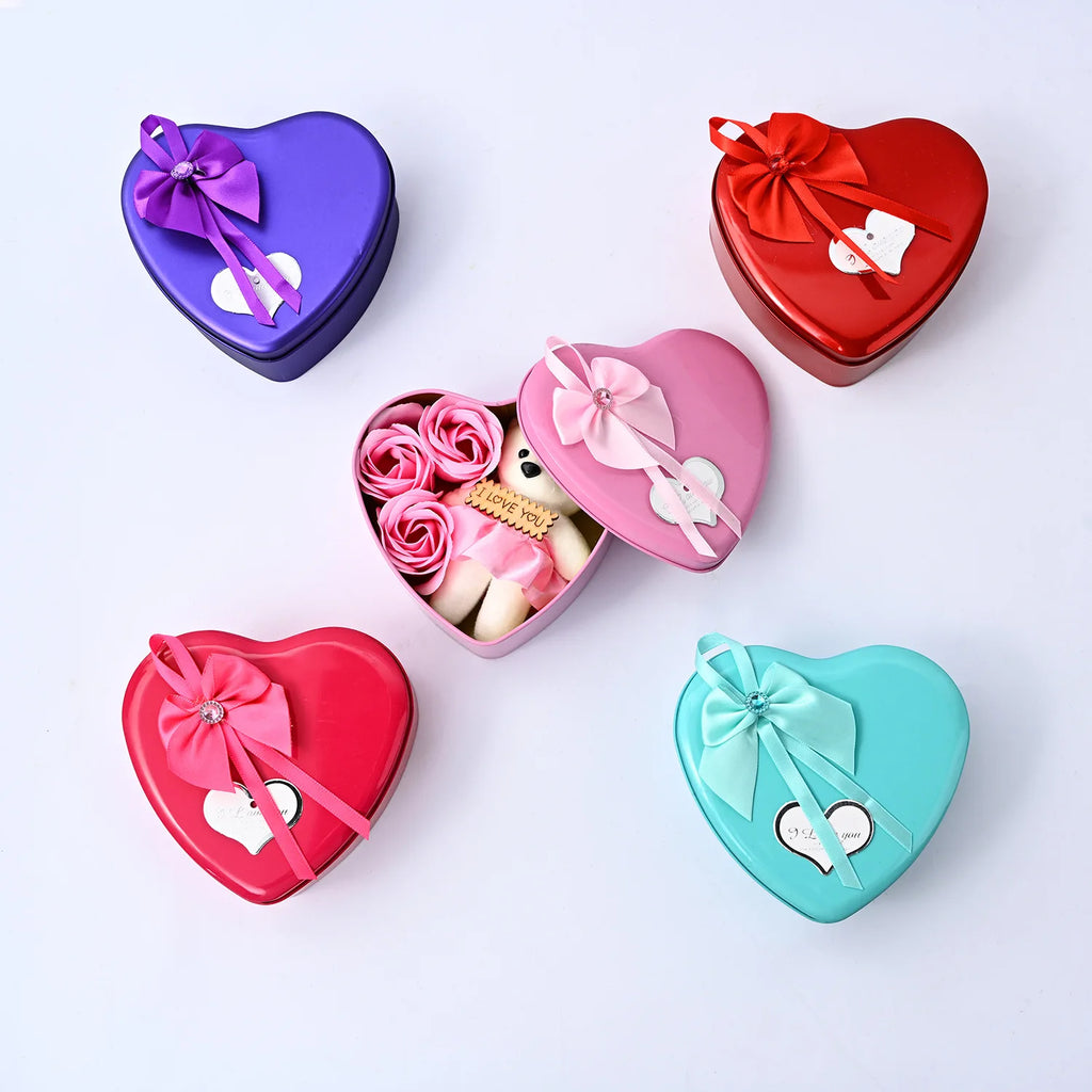 Bear Soap Rose Gift Box Valentines Day Flower Love Box Bears Bouquet Wedding Birthday Home Party Decoration