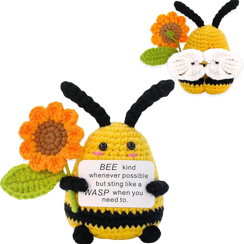 Positive Energy Crochet Doll Pocket Hug Handmade Knitted Plush Potato Plant Avocado Bee Turtle Duck Funny Emotional Support Gift