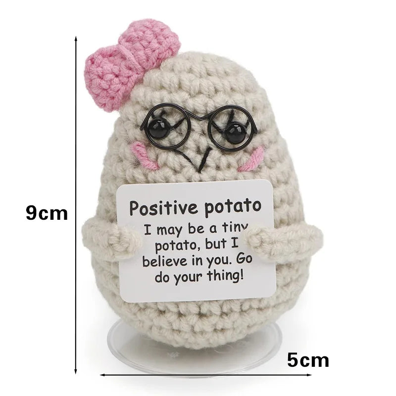 Positive Energy Crochet Doll Pocket Hug Handmade Knitted Plush Potato Plant Avocado Bee Turtle Duck Funny Emotional Support Gift